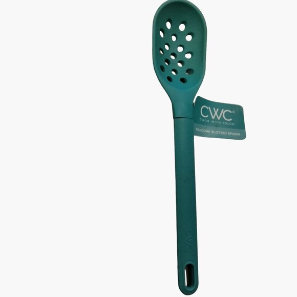 CWC Silicone Slotted Spoon Green Cook With Color Kitchen Utensil - Picture 1 of 6
